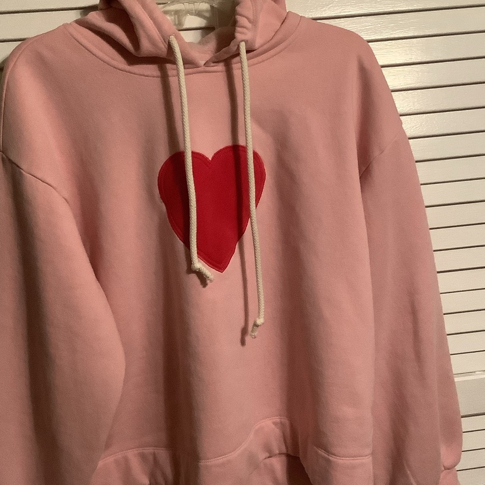 LOFT Pink Hoodie with Red Heart